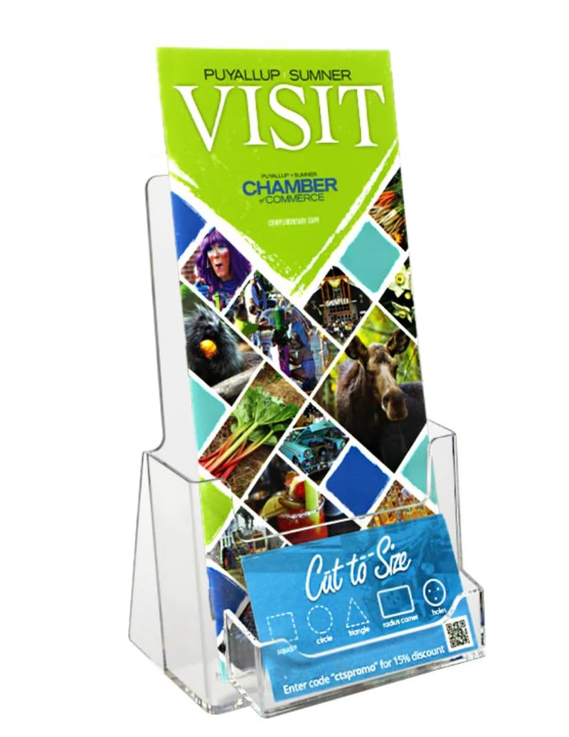 سورس وان. أورغ ؟؟؟ SourceOne كتيب ثلاثي الطي بعرض 4 بوصات وحامل بطاقات عمل لكتيبات ثلاثية الطي بعرض 4 بوصات - منظم سطح الطاولة من الأكريليك الشفاف - Image 2